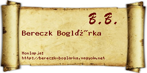 Bereczk Boglárka névjegykártya